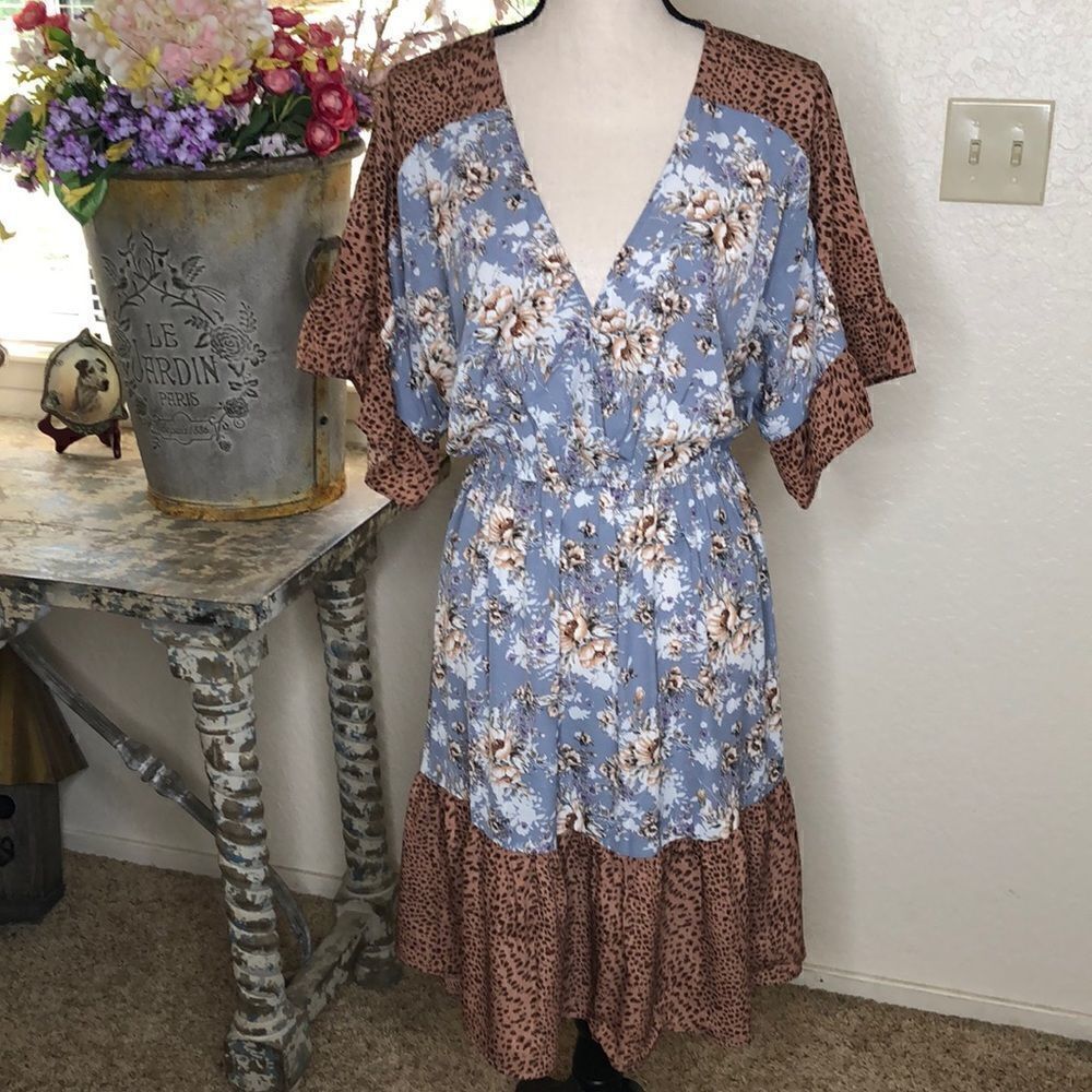 Gigio USA Mixed Print Fit & Flare Dress